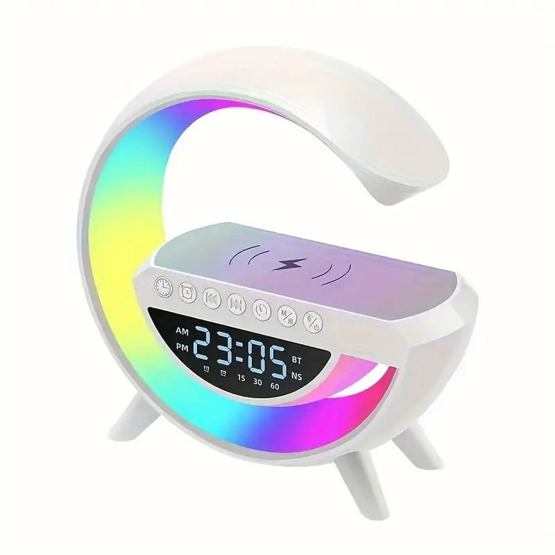 Multi-functional LED Clock Display Speaker G Lamp BT-3401 | Wireless Charging, Bluetooth MP3 Player, Night Light & Alarm Clock